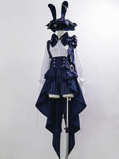 Train Bowknot Peplum Blue Tail Bunny Straps Corset with Royal Swallow Theater