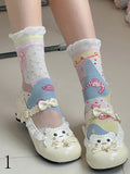 Manschettenoptionen Bunte Lolita Süße Socken Kalb 4 Rüschen