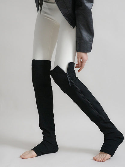 Zip-Up Stockings Sporty Black