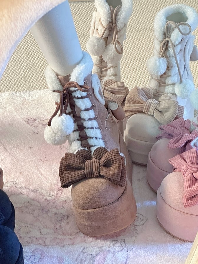 6cm/8.5cm Lolita Options Platform Snow Brown Sweet - Boots Sole