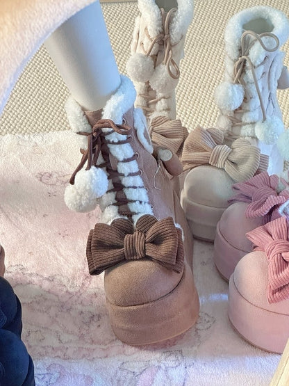 6cm/8.5cm Lolita Options Platform Snow Brown Sweet - Boots Sole