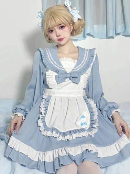 スイートセーラースタイルのカレッジロリータメイドドレス