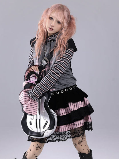 Punk Hime Two-Piece Ears Hoodie Faux Gyaru Bunny with Gray
