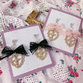Pendant Heart 2 Bow Studs with Ear Lace Cross Options