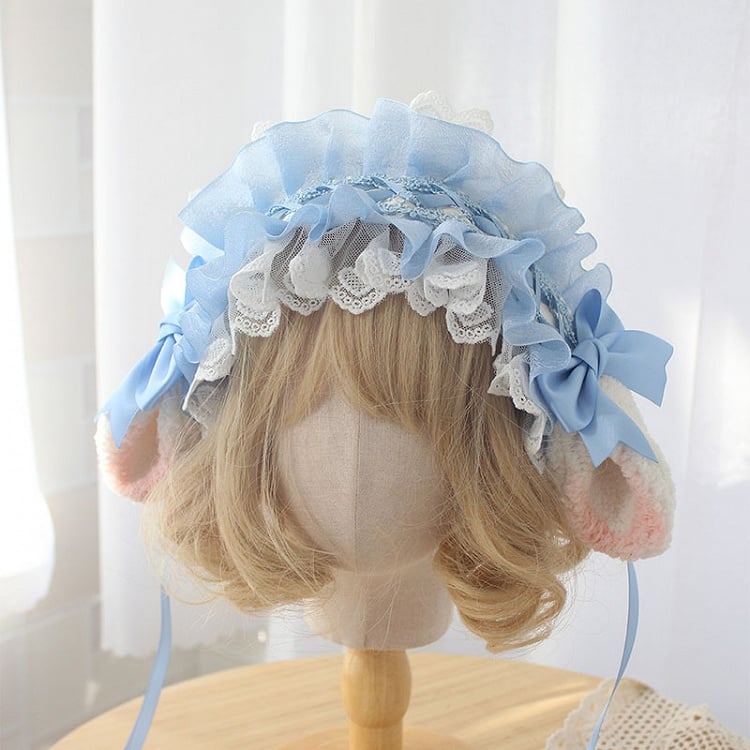 Options Bow with 8 Lace and Ears Color Lolita – Ruffled Hairband Sheep Accents