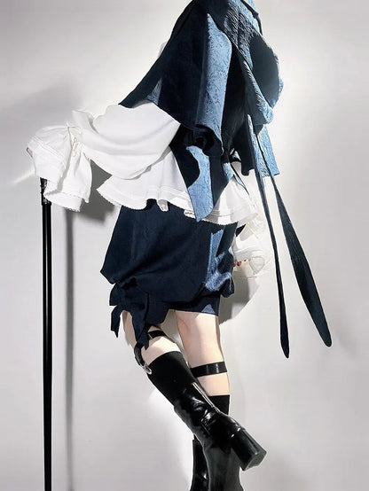 Fashion Ouji Oversized Lolita Blue Hooded Ears Jacket Bunny