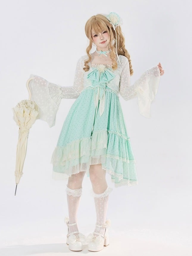 Sheer Bell Sleeve Cardigan with Self-Tie - Tan Tuan