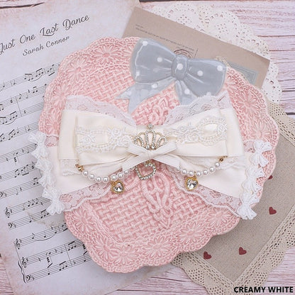 8 Pearl Jirai Bowknot Color Crown Hairclip/Brooch Kei Rhinestone Options Lace