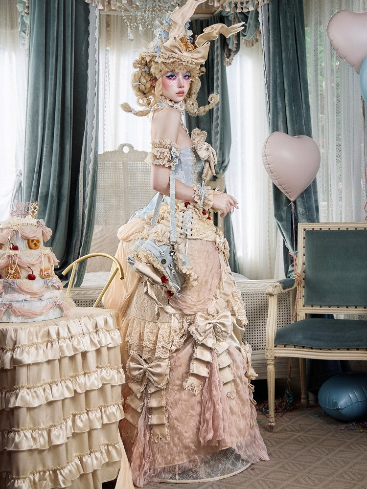 Heart Shaped Handbag with Lace, Bows & Cherry Details in Blue or Pink - Blood Supply