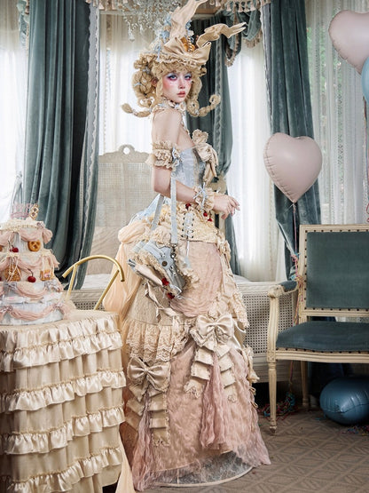 Heart Shaped Handbag with Lace, Bows & Cherry Details in Blue or Pink - Blood Supply
