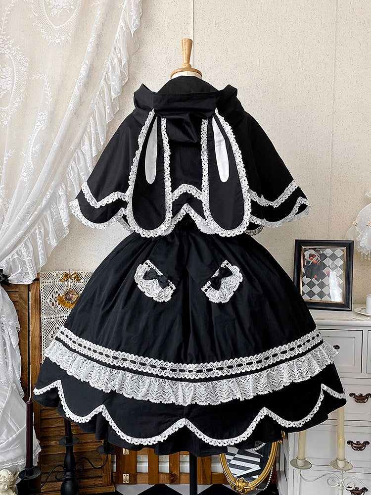 ケープバニー フード付き耳 ブラック