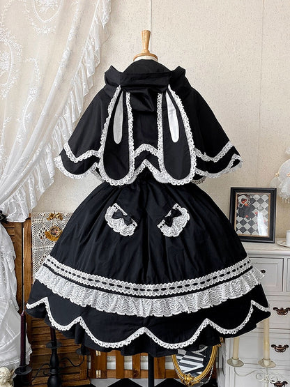 ケープバニー フード付き耳 ブラック