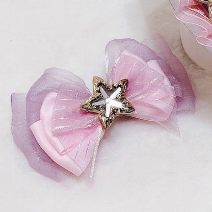 Bowknot PinkPurple Decorated Idol Rhinestone Hairclip Lolita Star
