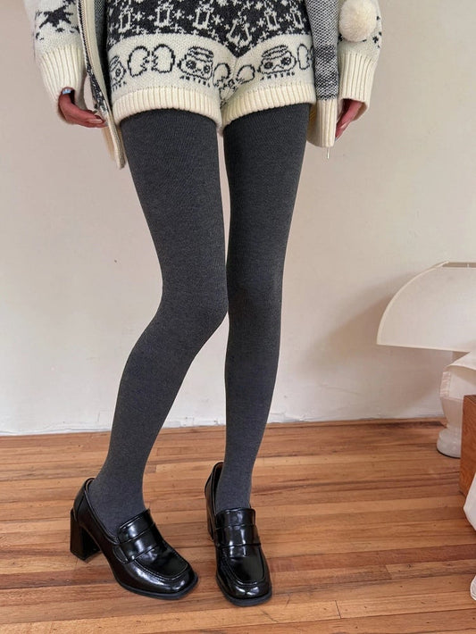 200g Fleece-Lined Vertical Rib Pantyhose