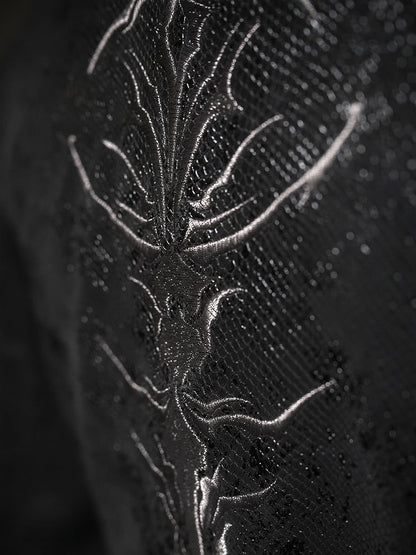 Spine Coat Ouji Collar Versatile Gothic Black Lizard Embroidery Fashion Back with
