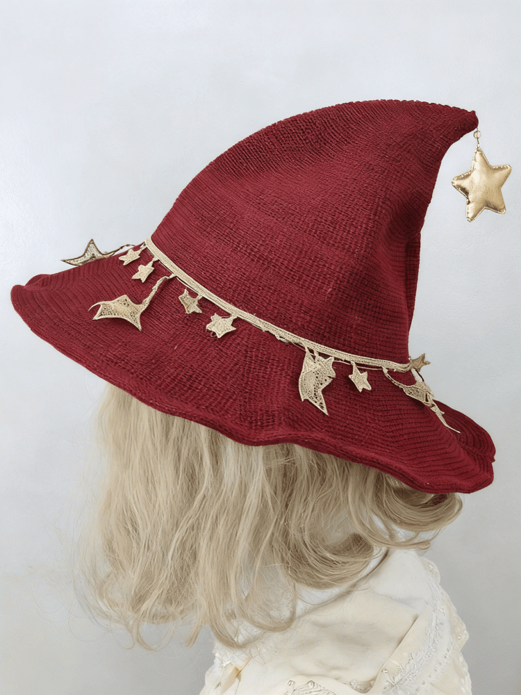 2 Stars Hat Red Halloween Wine Options Witch Decoration