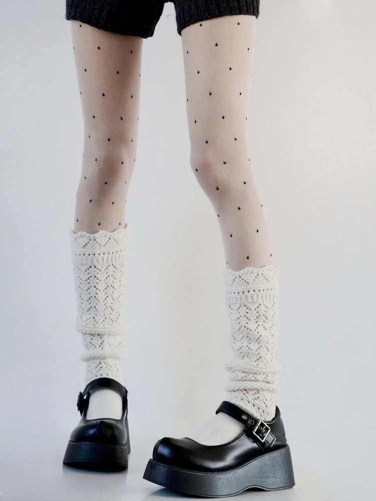 White Polka Dot Pattern Tights