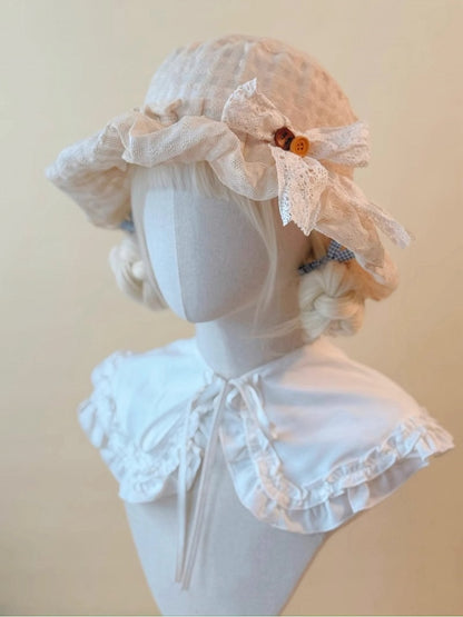 Bow Spring and Buttons Summer Decorated Lace for Hat Handmade