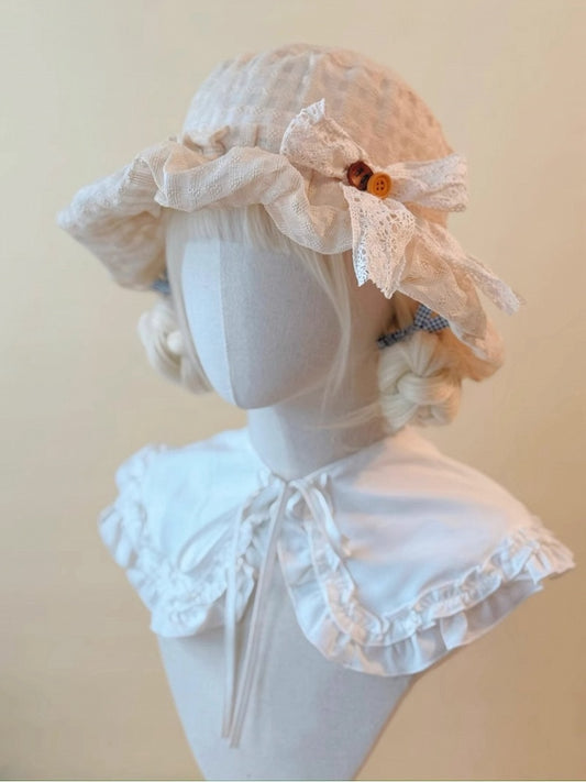 Bow Spring and Buttons Summer Decorated Lace for Hat Handmade