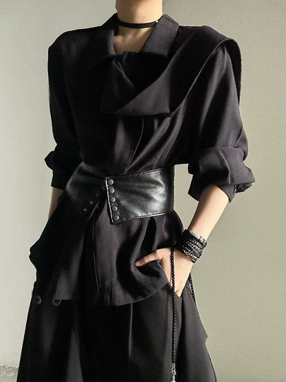 with Lolita PU Snap Ouji Corset Black Buttons Belt