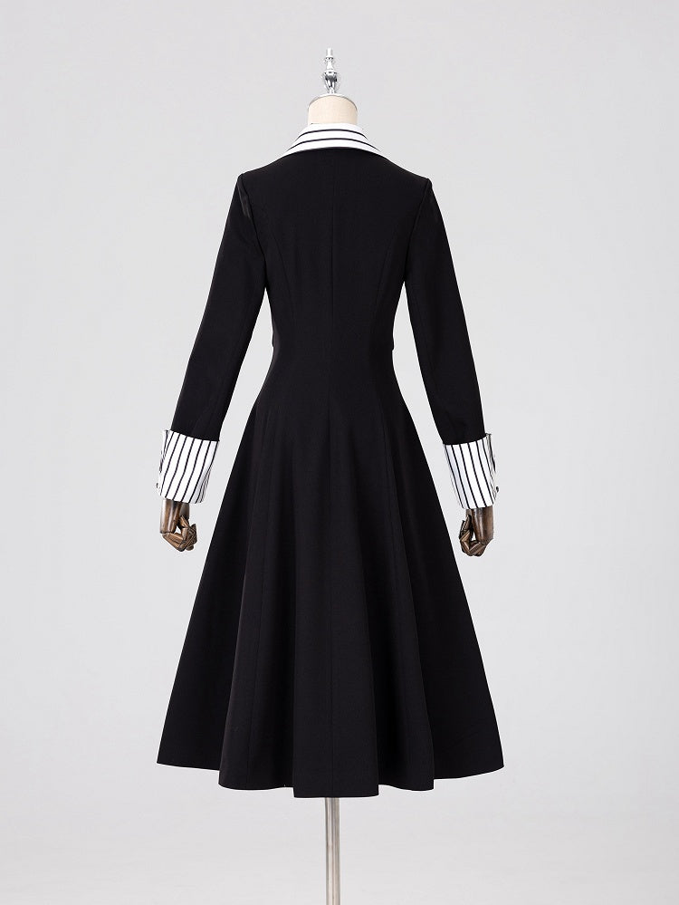 Clown-Inspired Black Tailcoat with White Striped Lapel Collar - DevilInspired Exclusive Collection