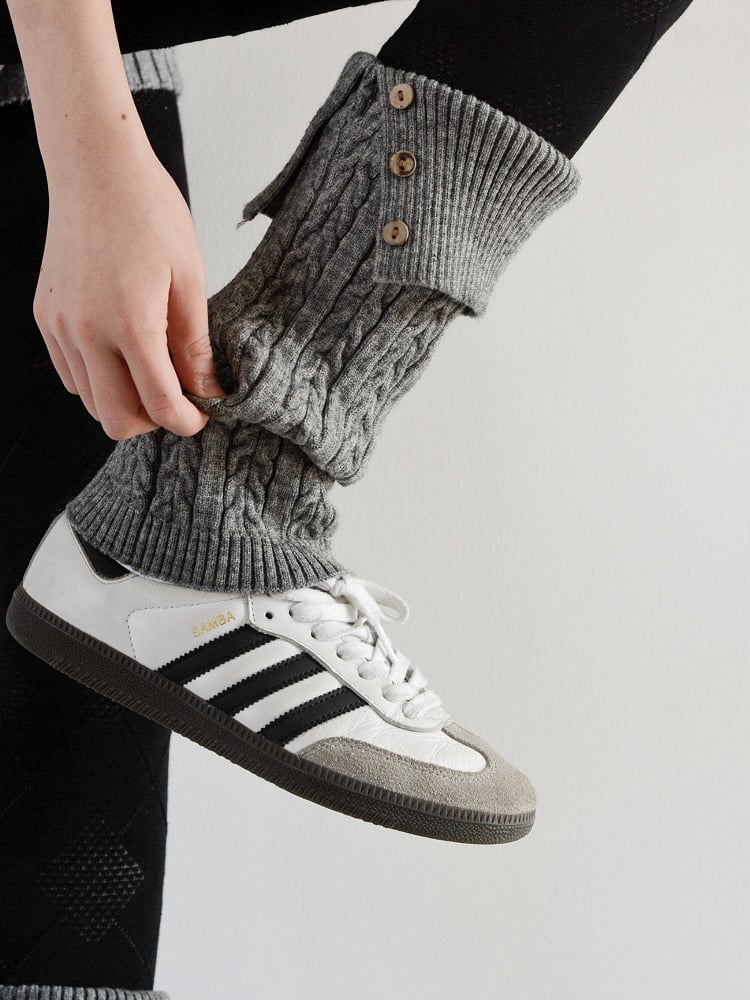 5 Colors Button Collar Split Design Leg Warmers