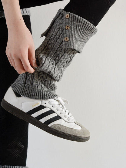 5 Colors Button Collar Split Design Leg Warmers