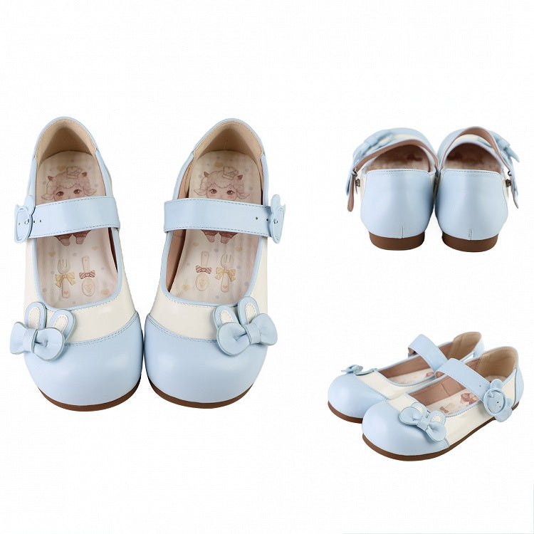 Bowknot Flats Bunny Ear Bear Decorated Blue Buckle