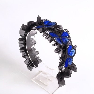 Butterfly Ruffled Embellished KC Black Gothic Gray/Blue/Red/Orange