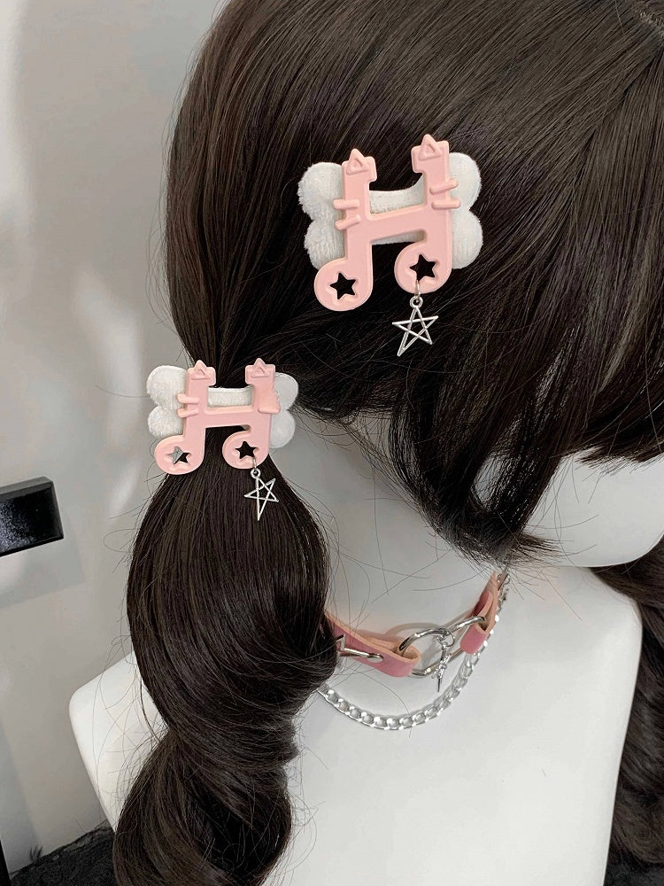 4 Color Options Hairclips Note Cat Music Creamy