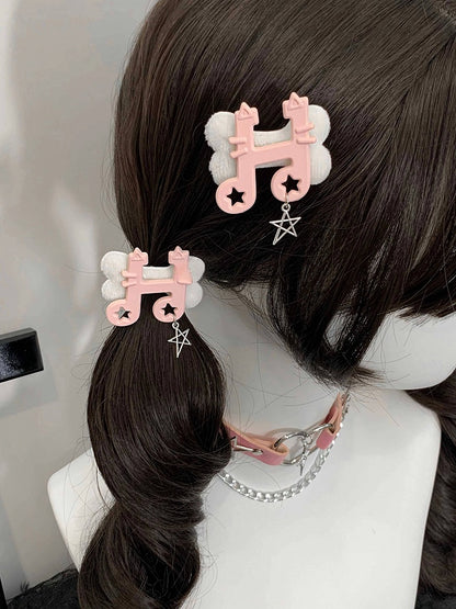 4 Color Options Hairclips Note Cat Music Creamy