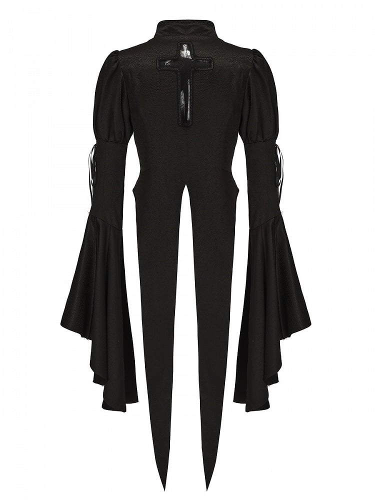 Black with Sleeves Collar Lolita Bell Top Ouji Stand Split-Tail