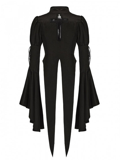 Black with Sleeves Collar Lolita Bell Top Ouji Stand Split-Tail