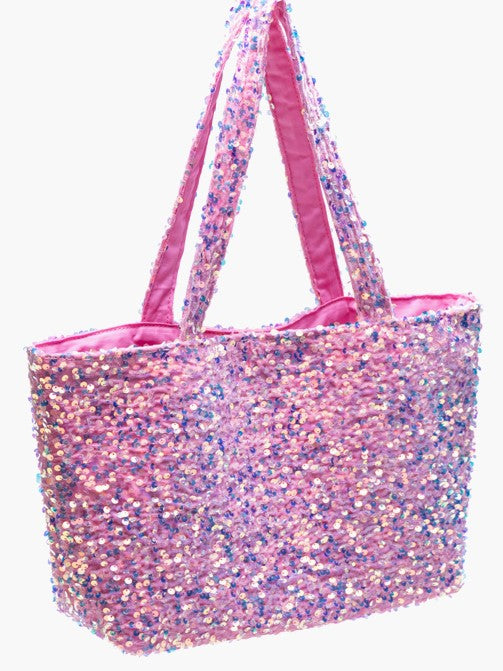 Carry Single Sequin Tote - Shimmering Shoulder Pink Bag