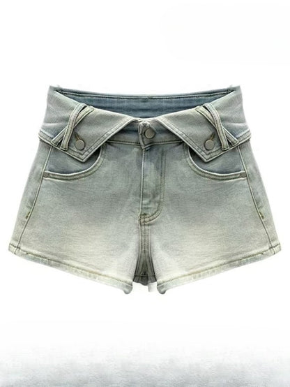 Taillenbesatz Millard Blau mit Rüschengürtel Fashion Cascading High Shorts