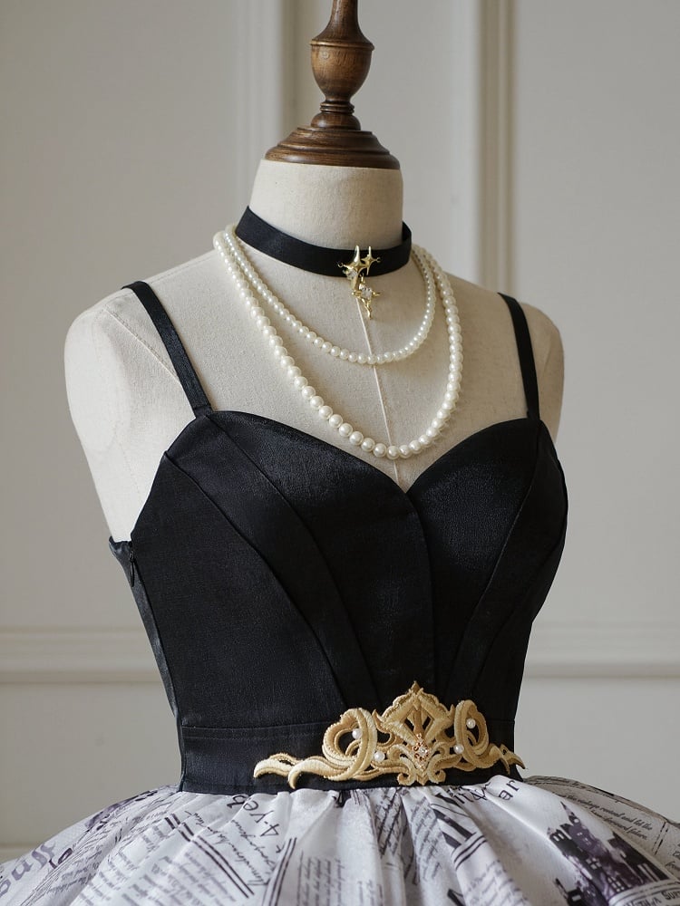 Black Choker with White Artificial Pearl Necklace