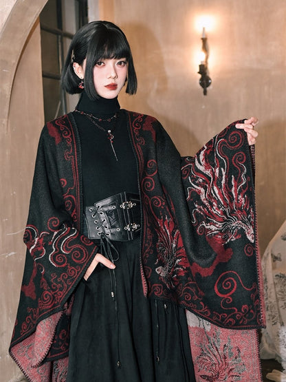 Corset Straps with Belt Details Buckle PU Lace-up Cheongsam Goth Black