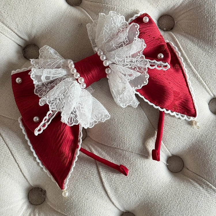 KC Lace Bow (Multi-Colorways) Large Pearl