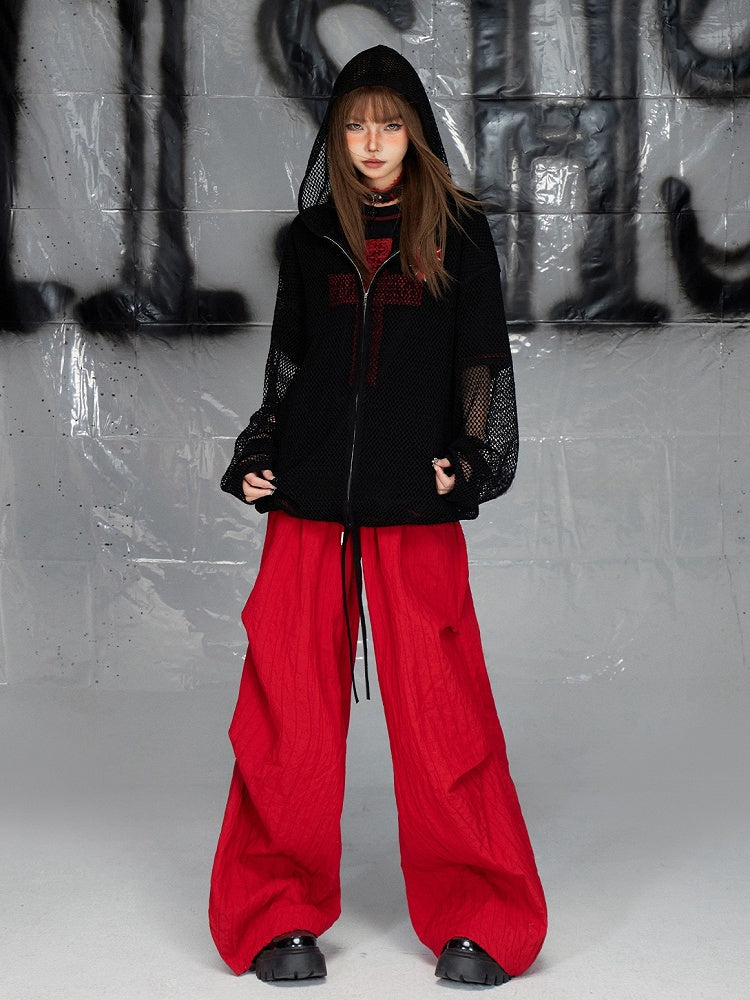 Black Cross Pattern Round Neck T-shirt