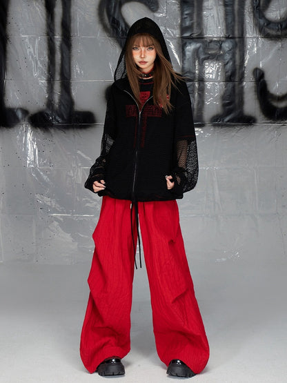 Black Cross Pattern Round Neck T-shirt