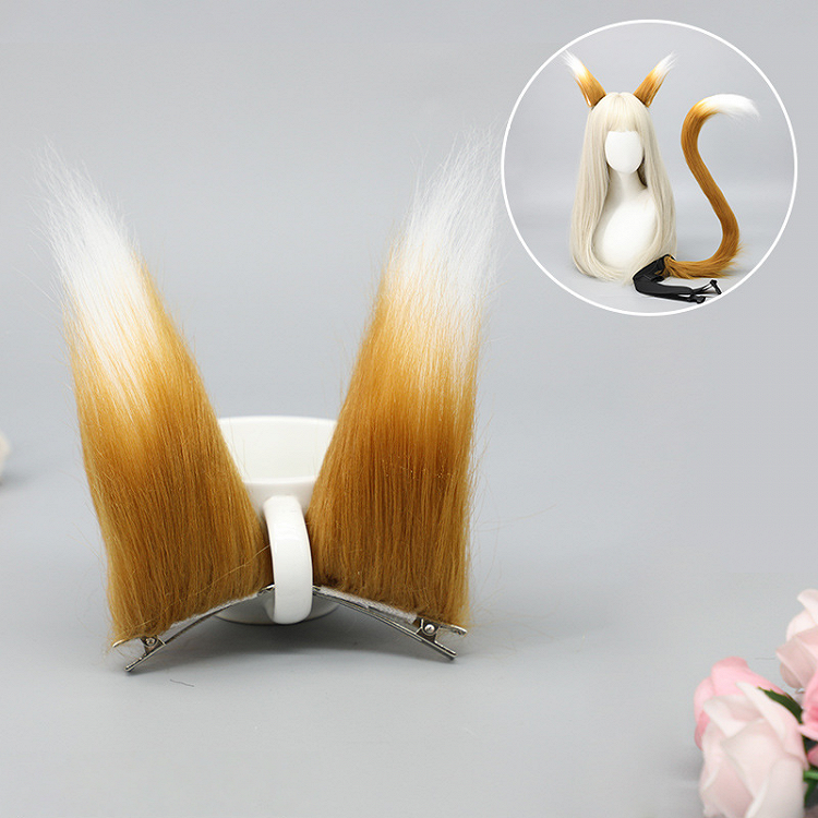Colors 5 Fur Lolita Fox Ear Cute Clips Long Hair Faux