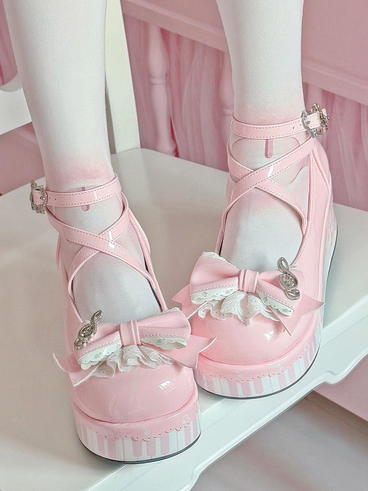 Pink Sweet Mary Janes with Music Note Details - Wind Bell Island