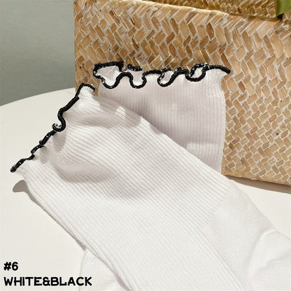 フリルコントラストトリムロリータアンクルソックス