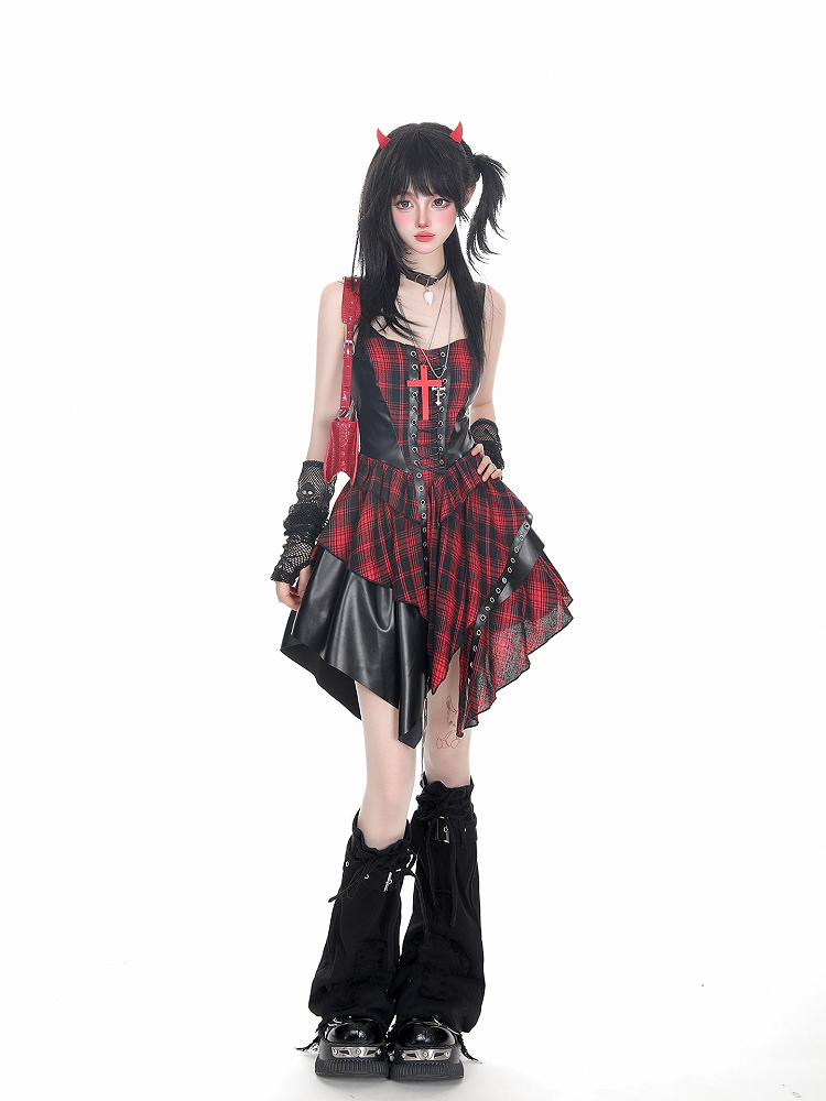 Red Rock Dress Patchwork Cami Punk with