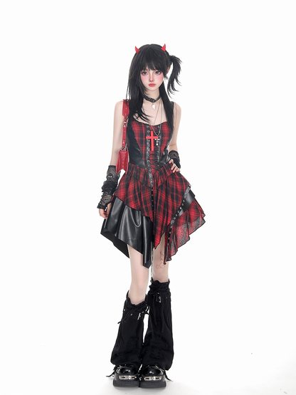 Red Rock Dress Patchwork Cami Punk with