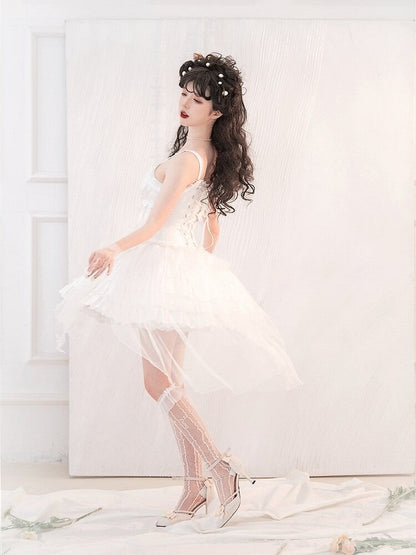 Charming Sweetheart Jumper Skirt with Rosette Accent - Unknown Star