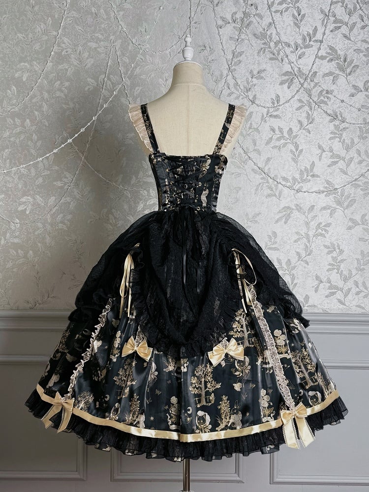 Taillenüberzug Lolita und Kordelzug Pulloverrock Korsett Schwarz Gold