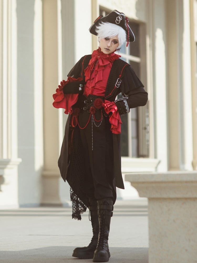 Schwarze Ouji Fashion Lolita-Hose mit separatem Korsettgürtel