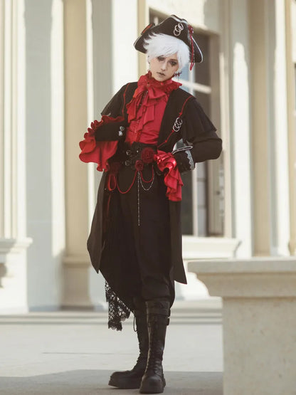 ベルト王子セパレートロリータブラックパンツコルセットファッション付き