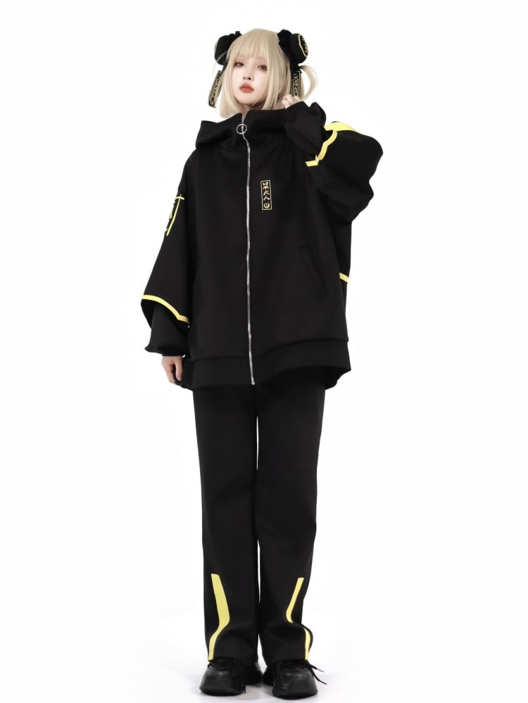 Luminous Cyberpunk Jirai Kei Jacket Zip Up Front Sweatershirt